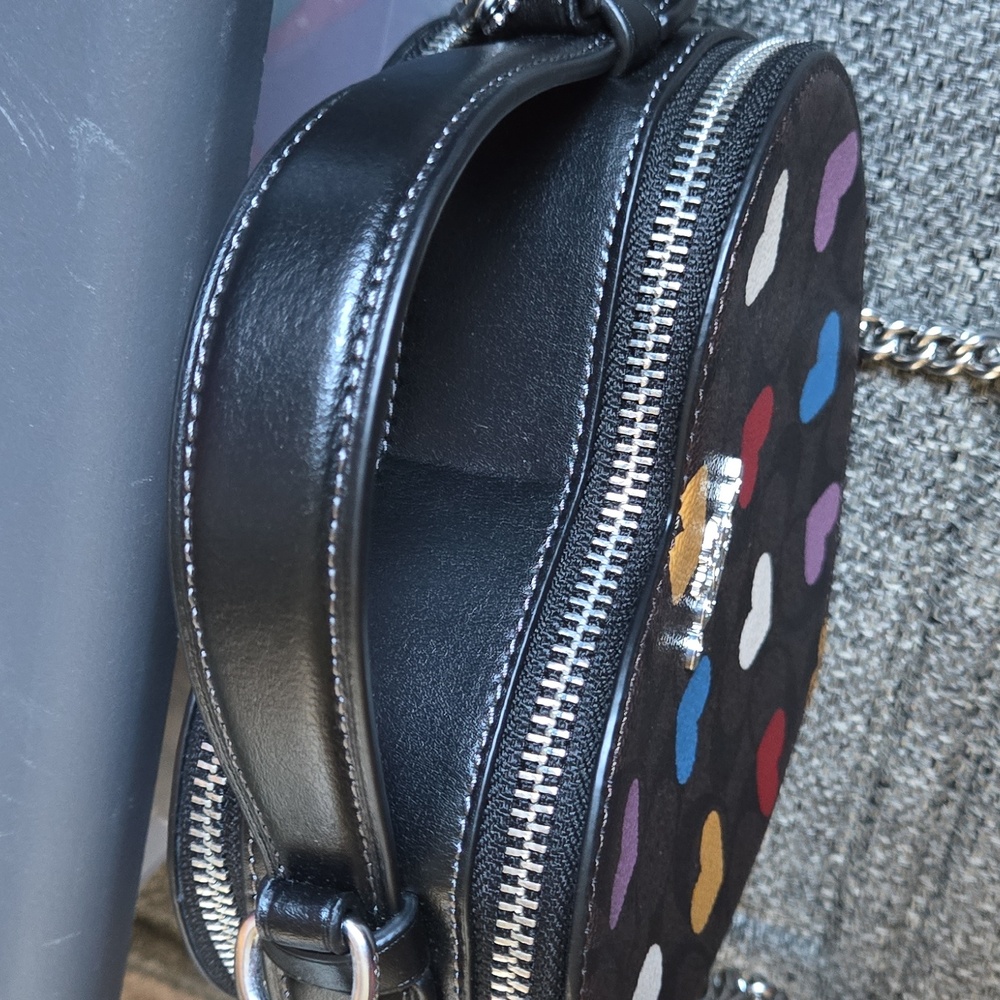Coach Heart-Shaped Crossbody Bag with Multicolor Hearts - Picture 2 of 3